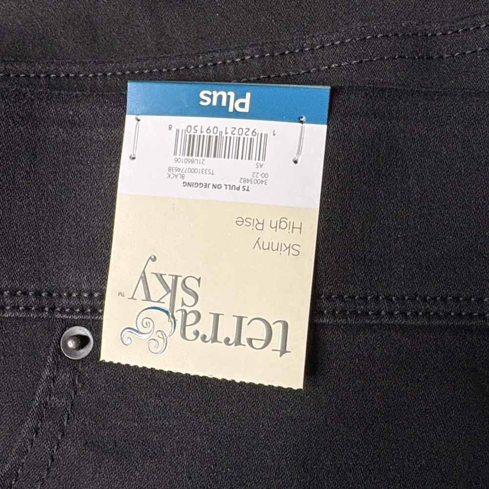 Terra & Sky High Rise Black Skinny Jeggings Size 3X(24-26W) - Picture 2 of 11